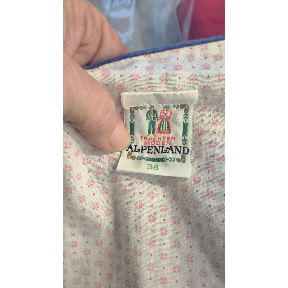 Alpenland Vintage Blue Floral Prairie Dirndl Cottagecore Dress 38 S M Cotton - Picture 9 of 11